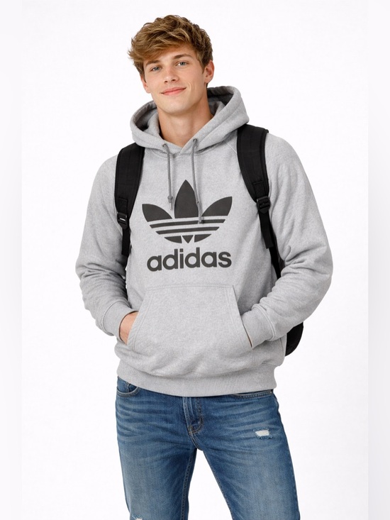 adidas Other - Adidas Gray Trefoil Logo Hoodie size medium-unisex